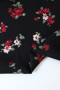 Oil Pastel Floral on Black Rayon Challis