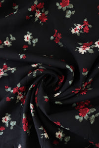 Oil Pastel Floral on Black Rayon Challis