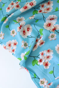 Talia Floral on Blue Rayon Challis