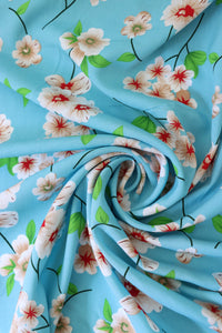 Talia Floral on Blue Rayon Challis