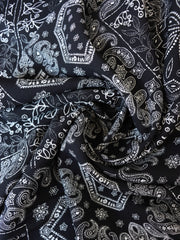 Load image into Gallery viewer, Black Bandana Rayon Challis