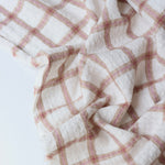 Load image into Gallery viewer, Ivory &amp; Mauve Plaid Cotton Double Gauze | Designer Deadstock
