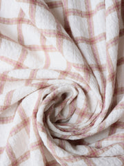 Load image into Gallery viewer, Ivory &amp; Mauve Plaid Cotton Double Gauze | Designer Deadstock