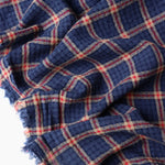 Load image into Gallery viewer, Navy &amp; Red Plaid Cotton Double Gauze | Designer Deadstock
