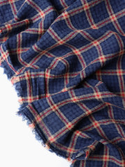 Load image into Gallery viewer, Navy &amp; Red Plaid Cotton Double Gauze | Designer Deadstock