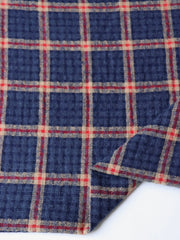 Load image into Gallery viewer, Navy &amp; Red Plaid Cotton Double Gauze | Designer Deadstock