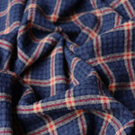 Load image into Gallery viewer, Navy &amp; Red Plaid Cotton Double Gauze | Designer Deadstock
