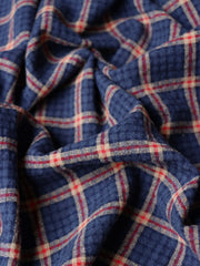 Load image into Gallery viewer, Navy &amp; Red Plaid Cotton Double Gauze | Designer Deadstock