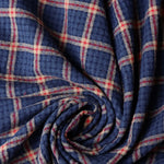 Load image into Gallery viewer, Navy &amp; Red Plaid Cotton Double Gauze | Designer Deadstock
