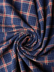 Load image into Gallery viewer, Navy &amp; Red Plaid Cotton Double Gauze | Designer Deadstock
