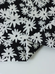 Load image into Gallery viewer, Little White Daisies on Black Hemp Tencel
