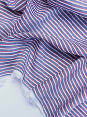Load image into Gallery viewer, Blue/White/Red Cotton Chambray Shirting