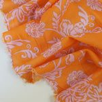 Load image into Gallery viewer, Pink Floral on Orange Cotton Organza | Designer Deadstock
