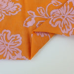 Load image into Gallery viewer, Pink Floral on Orange Cotton Organza | Designer Deadstock
