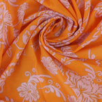 Load image into Gallery viewer, Pink Floral on Orange Cotton Organza | Designer Deadstock
