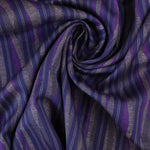 Load image into Gallery viewer, 2YD PRECUT; Navy/Purple Wavy Vertical Stripe Cotton Sateen | Designer Deadstock
