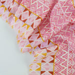 Load image into Gallery viewer, Pink/Mustard/White Block Print Cotton Organza | Designer Deadstock
