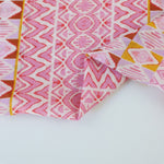 Load image into Gallery viewer, Pink/Mustard/White Block Print Cotton Organza | Designer Deadstock
