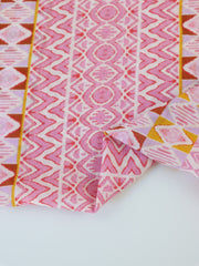 Load image into Gallery viewer, Pink/Mustard/White Block Print Cotton Organza | Designer Deadstock