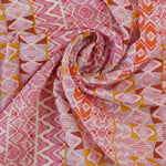 Load image into Gallery viewer, Pink/Mustard/White Block Print Cotton Organza | Designer Deadstock
