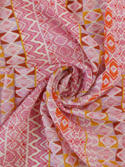 Load image into Gallery viewer, Pink/Mustard/White Block Print Cotton Organza | Designer Deadstock