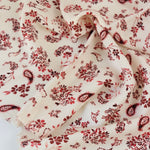 Load image into Gallery viewer, Burgundy Paisley on Cream Rayon Challis | Designer Deadstock
