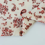 Load image into Gallery viewer, Burgundy Paisley on Cream Rayon Challis | Designer Deadstock
