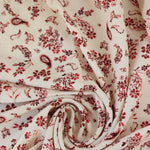 Load image into Gallery viewer, Burgundy Paisley on Cream Rayon Challis | Designer Deadstock
