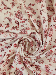 Load image into Gallery viewer, Burgundy Paisley on Cream Rayon Challis | Designer Deadstock