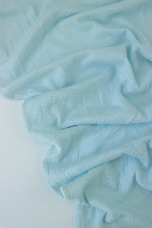 Powder Blue Textured Stripe Organic Cotton & Hemp Jersey