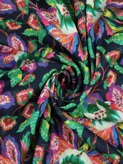 Load image into Gallery viewer, 3YD PRECUT; Sacha Floral on Navy Cotton Poplin | Designer Deadstock