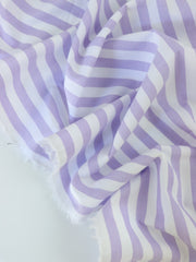 Load image into Gallery viewer, Amethyst &amp; White 3/8" Stripe Cotton Shirting | Designer Deadstock