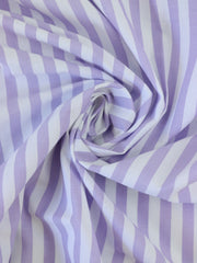 Load image into Gallery viewer, Amethyst &amp; White 3/8" Stripe Cotton Shirting | Designer Deadstock
