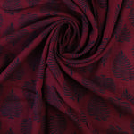 Load image into Gallery viewer, Navy Ferns on Burgundy Cotton Organza | Designer Deadstock
