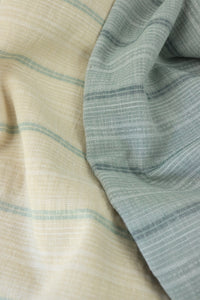 Steely Teal Hemp & Organic Cotton Sashiko Style Stripe