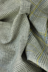 Yellow/Powder Blue/Black/Ivory Yarn Dyed Hemp & Organic Cotton Plaid