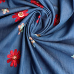 Load image into Gallery viewer, Floral Embroidered Cotton 10oz Denim
