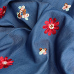 Load image into Gallery viewer, Floral Embroidered Cotton 10oz Denim
