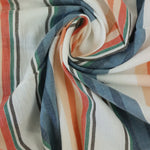 Load image into Gallery viewer, Blues &amp; Oranges Mixed Stripe Cotton Shirting | Designer Deadstock
