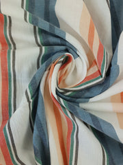 Load image into Gallery viewer, Blues &amp; Oranges Mixed Stripe Cotton Shirting | Designer Deadstock