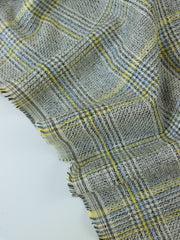 Load image into Gallery viewer, Yellow/Powder Blue/Black/Ivory Yarn Dyed Hemp &amp; Organic Cotton Plaid
