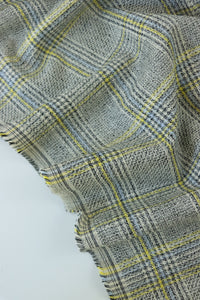 Yellow/Powder Blue/Black/Ivory Yarn Dyed Hemp & Organic Cotton Plaid