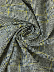 Load image into Gallery viewer, Yellow/Powder Blue/Black/Ivory Yarn Dyed Hemp &amp; Organic Cotton Plaid
