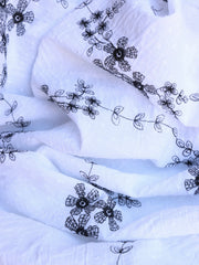 Load image into Gallery viewer, Black Embroidered Swiss Dot Cotton Lawn