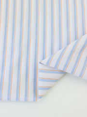 Load image into Gallery viewer, White/Baby Blue/Orange Stripe Cotton Shirting | Designer Deadstock