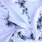 Load image into Gallery viewer, Black Embroidered Swiss Dot Cotton Lawn
