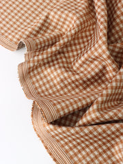 Load image into Gallery viewer, Toffee &amp; Beige 1/4&quot; Gingham Yarn Dyed Jacquard Knit
