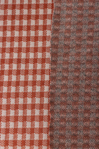 Rust & Beige 1/4" Gingham Yarn Dyed Jacquard Knit