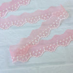 Load image into Gallery viewer, 10YDS Pink 1" Wide Embroidered Lace Trim
