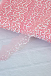 10YDS Pink 1" Wide Embroidered Lace Trim